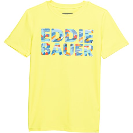 Eddie Bauer Big Boys Sea Spray Graphic Rash Guard - Short Sleeve in Bright Yellow