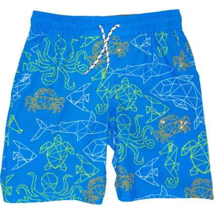 Eddie Bauer Big Boys Sea Spray Printed Swim Shorts in Tropblu