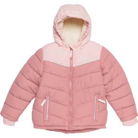 Eddie Bauer Big Girls Color Block Puffer Jacket - Insulated in Rosey