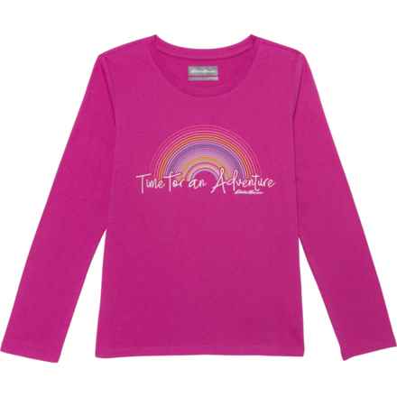 Eddie Bauer Big Girls Graphic T-Shirt - Long Sleeve in Fuchsia Purple