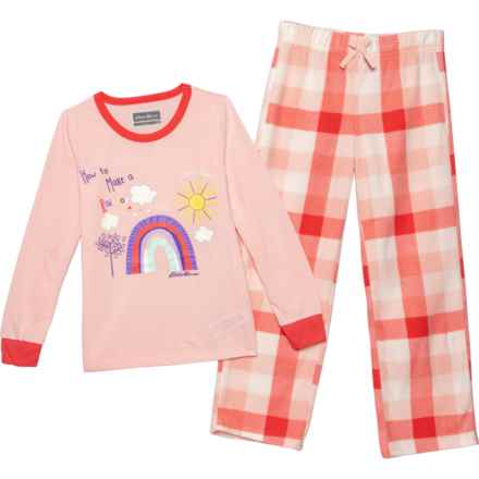 Eddie Bauer Big Girls Quest Jersey and Fleece Pajamas - Long Sleeve in Blush