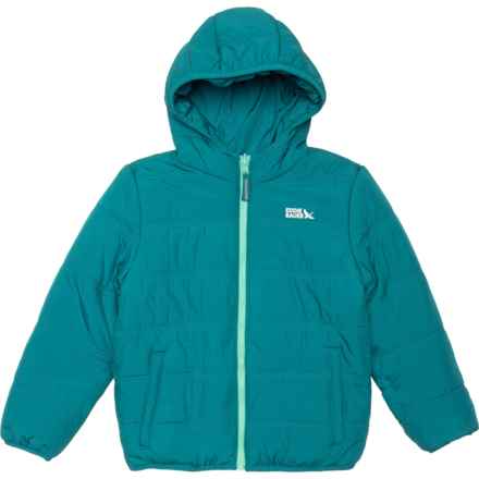 Eddie Bauer Big Girls Reversible Hooded Jacket - Insulated in Tahitian Tide