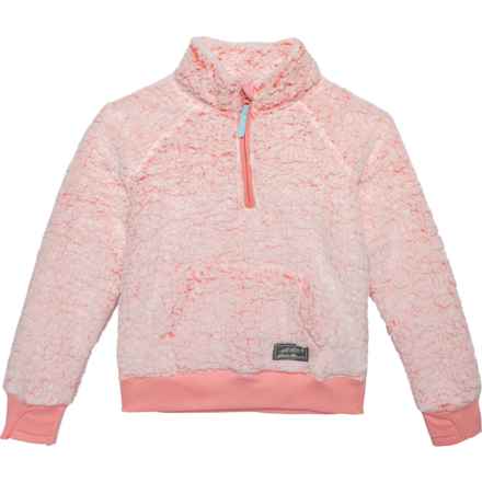 Eddie Bauer Big Girls Sherpa Fleece Shirt - Zip Neck, Long Sleeve in Salmon