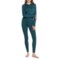 Eddie Bauer Brushed Base Layer Catsuit - Zip Front, Long Sleeve in Dark Teal Heather