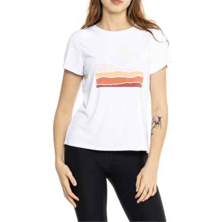 Eddie Bauer Cedar T-Shirt - UPF 50, Short Sleeve in White Water Color Mountains