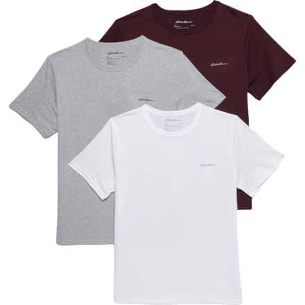 Eddie Bauer Classic Crew Neck Shirt - 3-Pack, Short Sleeve in White/Hh Grey/Maroon