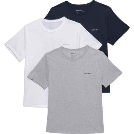 Eddie Bauer Classic Crew Shirt - 3-Pack, Short Sleeve in Heather Grey/White/Navy