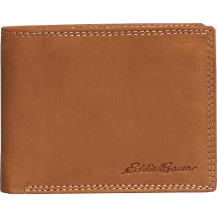 Eddie Bauer Double-Needle Stitch Bifold Wallet - Leather (For Men) in Tan