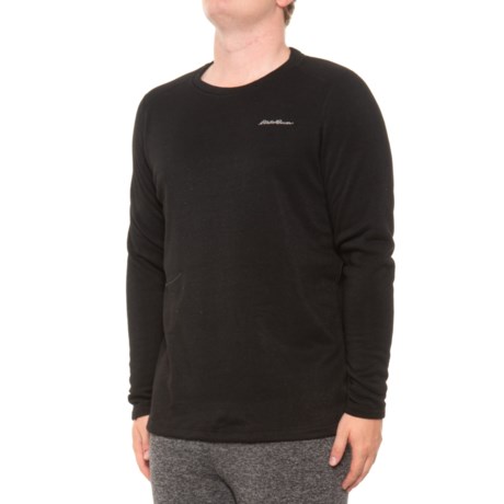 Eddie Bauer Explorer Fleece Wool Base Layer Top - UPF 50, Long Sleeve in Black