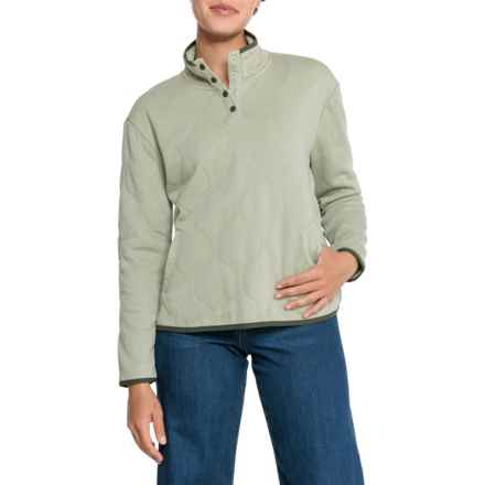 Eddie Bauer Fawn Quilted Shirt - Snap Neck, Long Sleeve in Desert Sage