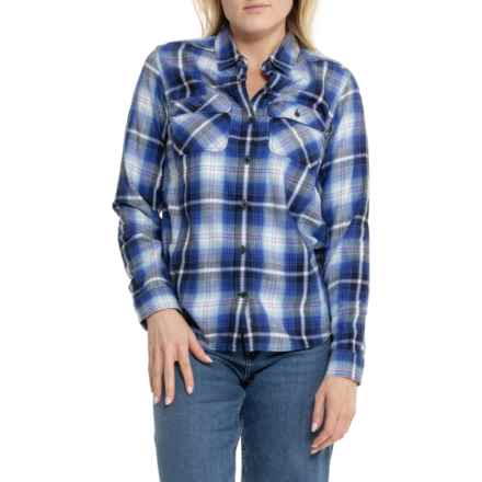 Eddie Bauer Firelight Flannel Shirt - Long Sleeve in Aztecblu