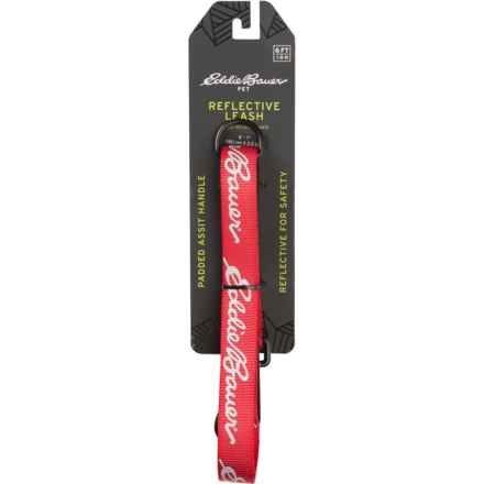 Eddie Bauer Flat Reflective Logo Dog Leash with Assist Handle - 6’ in Red