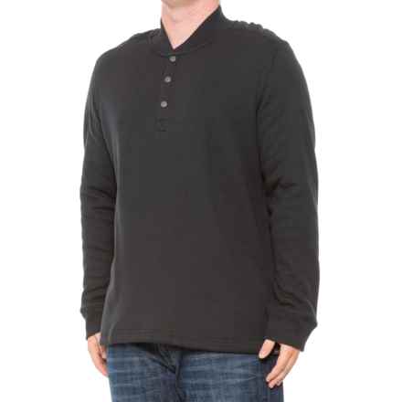 Eddie Bauer Fleece Henley Shirt - Faux-Shearling Lined, Long Sleeve in Black