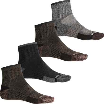 Eddie Bauer Full Cushion Eco Cotton Socks - 4-Pack, Quarter Crew (For Men) in Brown Asst