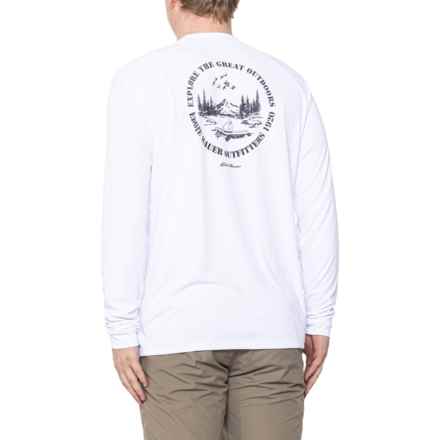 Eddie Bauer Graphic Sun Crew Neck Shirt - UPF 50, Long Sleeve in White