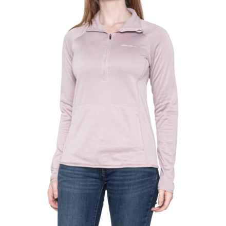 Eddie Bauer Grid Fleece Zip Neck Shirt - Long Sleeve in Pale Lavender