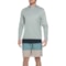 Eddie Bauer Heather Hooded Rash Guard and Color-Block Swim Trunks Set - UPF 40-50, Long Sleeve, 7" in Dusty Loden/Sage