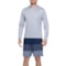 Eddie Bauer Heather Texture Hooded Rash Guard and Color-Block Stretch Swim Trunks Set - UPF 40-50, Long Sleeve, 7" in Crocus