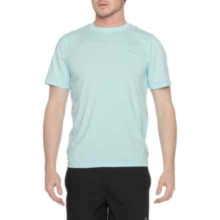 Eddie Bauer Heathered Rash Guard - UPF 40, Short Sleeve in Aqua - Closeouts