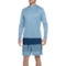 Eddie Bauer Honeycomb Hooded Rash Guard and Stripe Color-Block Swim Trunks Set - UPF 40-50, Long Sleeve, 7" in Blue Fog/Dusk