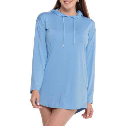 Eddie Bauer Hooded Cover-Up Dress - UPF 40+, Long Sleeve in Peak Blue