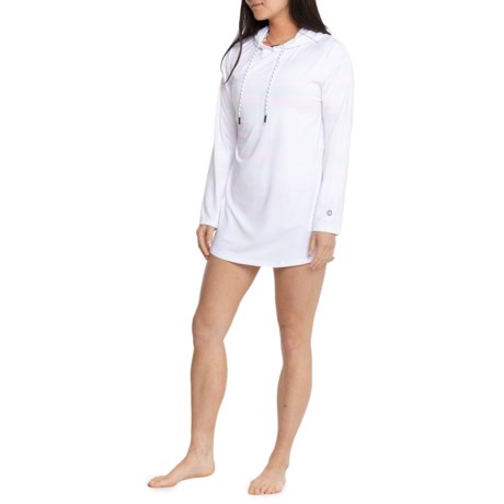 Eddie Bauer Hooded Cover-Up Dress - UPF 40+, Long Sleeve in White