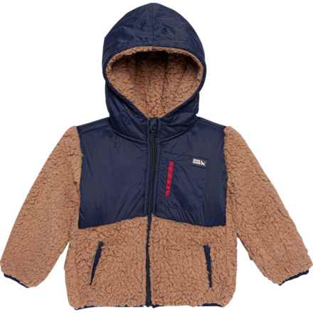 Eddie Bauer Infant Boys Quest Fleece Plush Hooded Jacket in Navy Blue