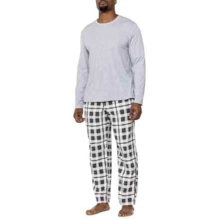 Eddie Bauer Jersey Shirt and Fleece Pants Pajamas - Long Sleeve in Light Grey Heather
