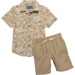 Eddie Bauer Little Boys Tech Woven Shirt and Shorts Set - Short Sleeve in Khaki/Khaki