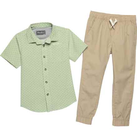Eddie Bauer Little Boys Woven Tech Shirt and Pants Set - Short Sleeve in Khaki