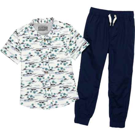 Eddie Bauer Little Boys Woven Tech Shirt and Pants Set - Short Sleeve in Navy