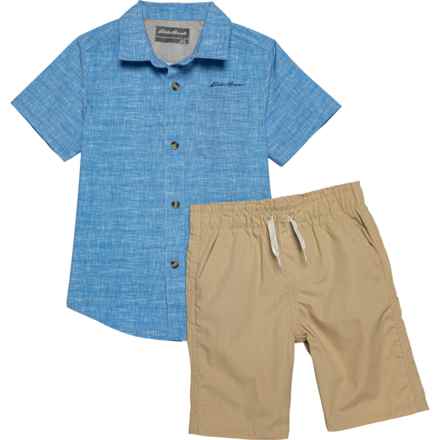 Eddie Bauer Little Boys Woven Tech Shirt and Shorts Set - Short Sleeve in Khaki