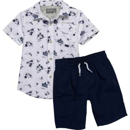 Eddie Bauer Little Boys Woven Tech Shirt and Shorts Set - Short Sleeve in Navy