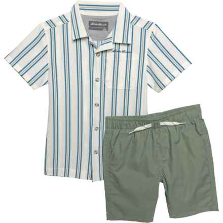 Eddie Bauer Little Boys Woven Tech Shirt and Shorts Set - Short Sleeve in Olive