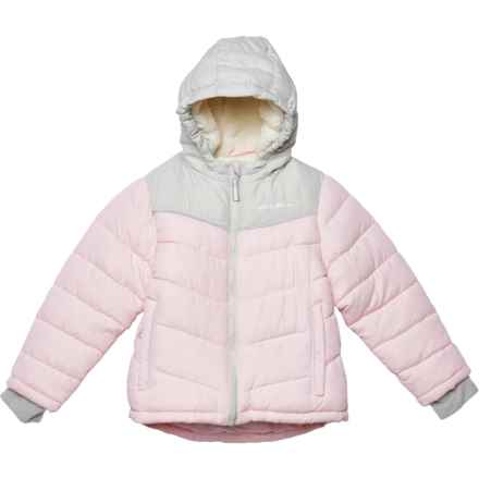 Eddie Bauer Little Girls Color-Block Puffer Jacket in Soft Pink