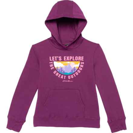 Eddie Bauer Little Girls Graphic Camp Fleece Hoodie in Dark Purple