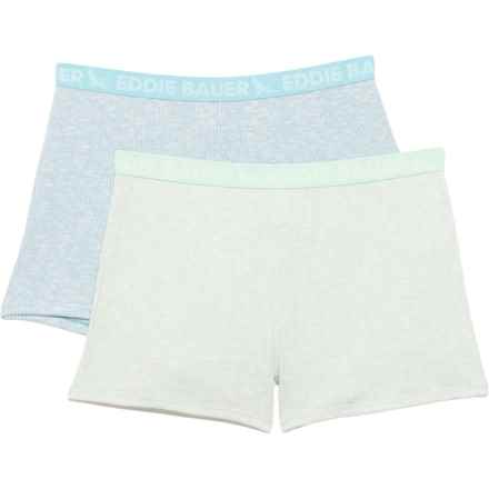 Eddie Bauer Logo Waistband Melange Ribbed Sleep Shorts - 2-Pack in Green/Blue