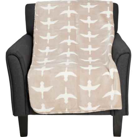 Eddie Bauer Lush Throw Blanket - 50x70”, Reversible in Geese Cement