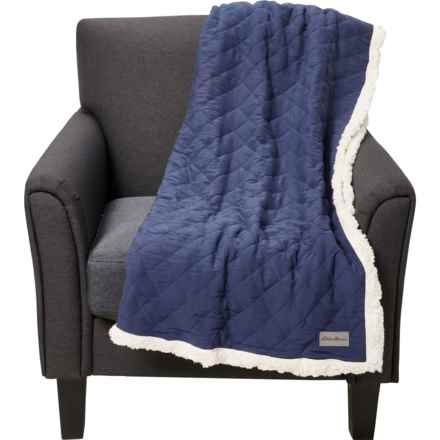 Eddie Bauer Oversized Quilted Signature Ultrasoft Plush Throw Blanket - 50x60” in Navy