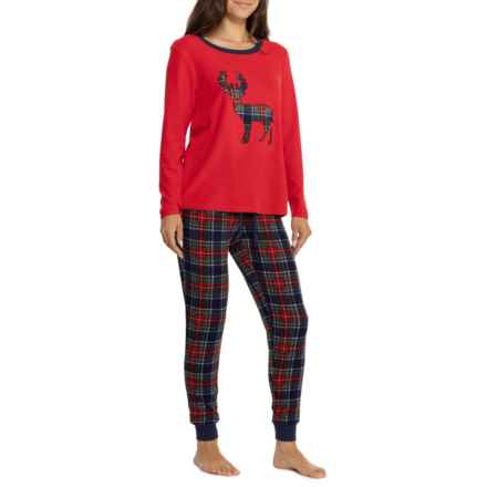 Eddie Bauer Plaid Moose Family Matching Holiday Pajamas - Long Sleeve in Red