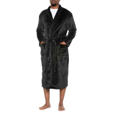 Eddie Bauer Plush Microfleece Shawl Robe - Long Sleeve in Black