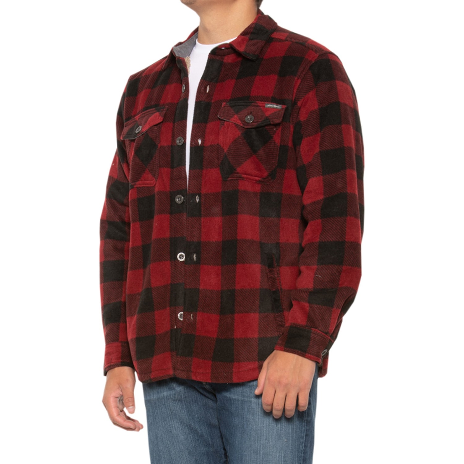 Eddie Bauer Polar Fleece Shirt Jacket for Men | Brick Red | Size L