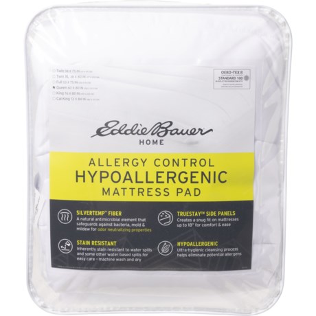 Eddie Bauer Queen Allergy Control Mattress Pad - White in White