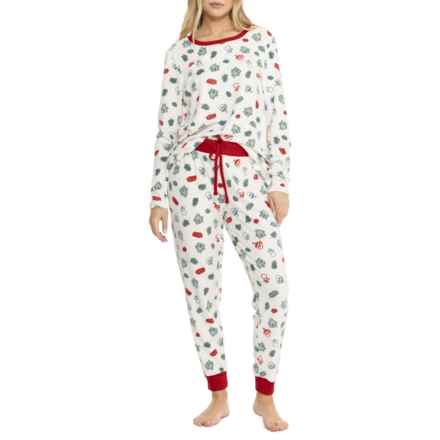 Eddie Bauer Quest Print Fleece Pajamas - Long Sleeve in White