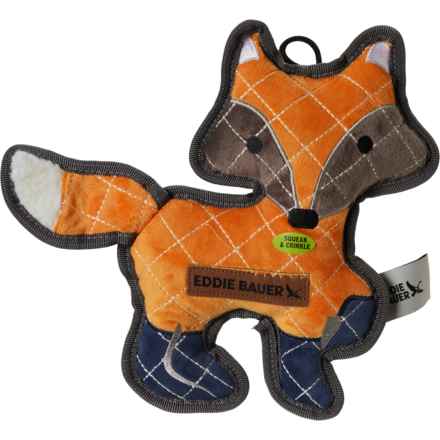 Eddie Bauer Quilted Fleece Fox Plush Dog Toy - 14”, Squeaker in Coral