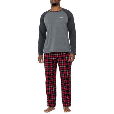 Eddie Bauer Raglan Shirt and Flannel Pants Pajamas - Long Sleeve in Ribbon Red