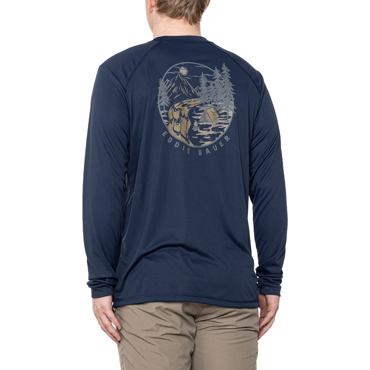 Eddie Bauer River Tent Sun Crew Neck Shirt for Men | Blue Night | Size 2XL | Wicking Fabric