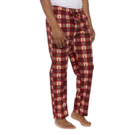 Eddie Bauer Rolled Deer Print Microfleece Lounge Pants in Khaki Red Deer Pring