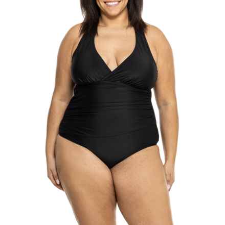 Eddie Bauer Ruched Shaping One-Piece Swimsuit - UPF 50 in Black