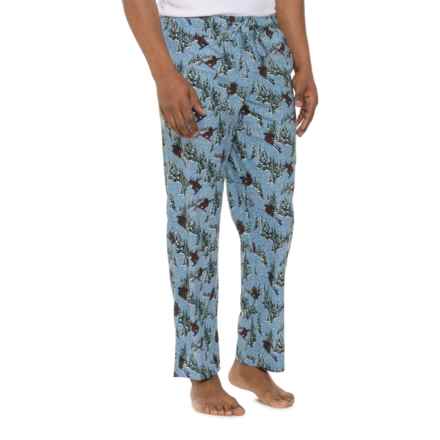 Eddie Bauer Skiing Bear Print Microfleece Lounge Pants in Light Blue